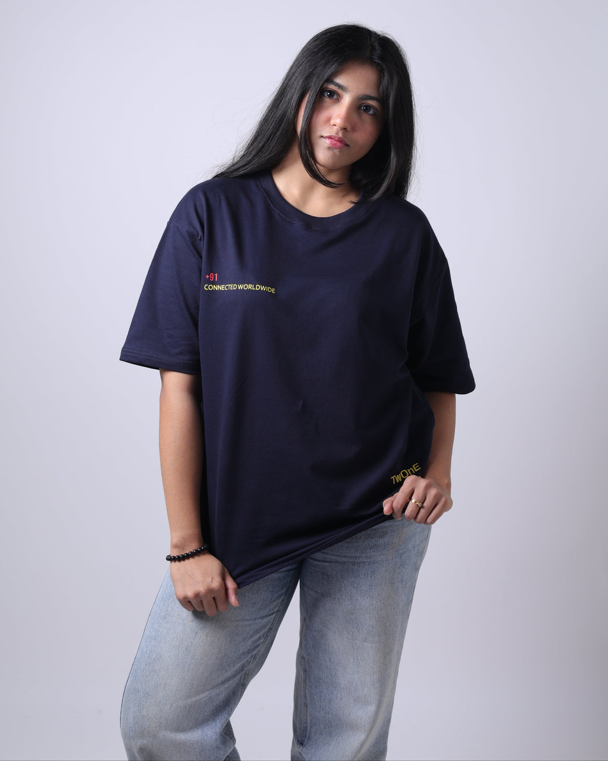 +91 Drop Shoulder Tee (navy)