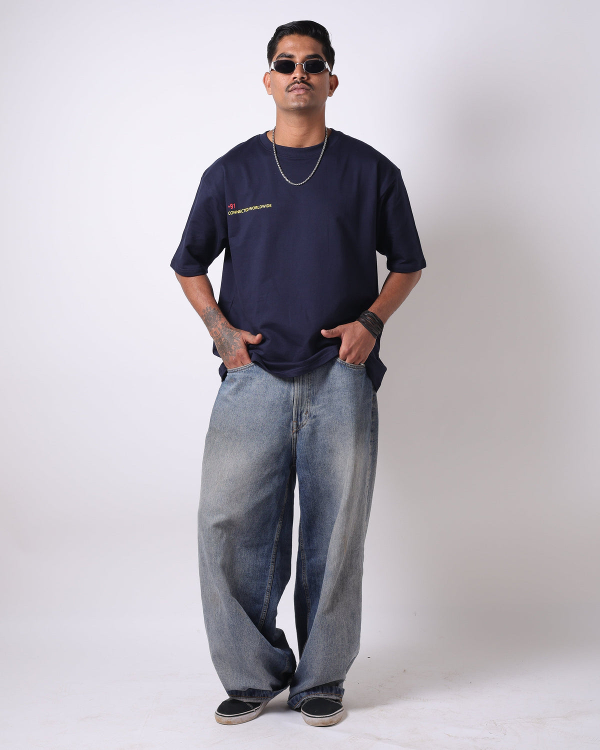 +91 Drop Shoulder Tee (navy)