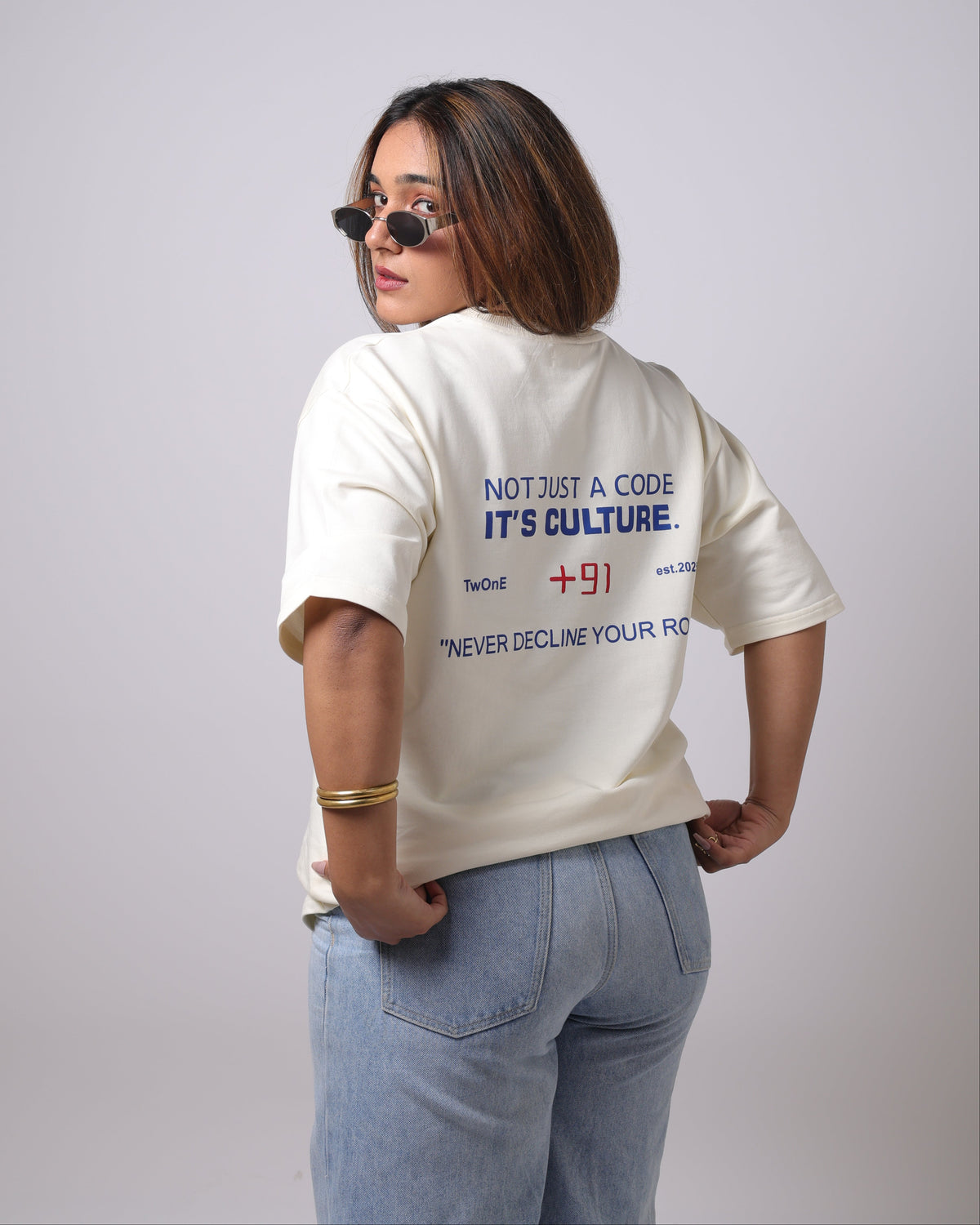 +91 Drop Shoulder Tee (Off white)