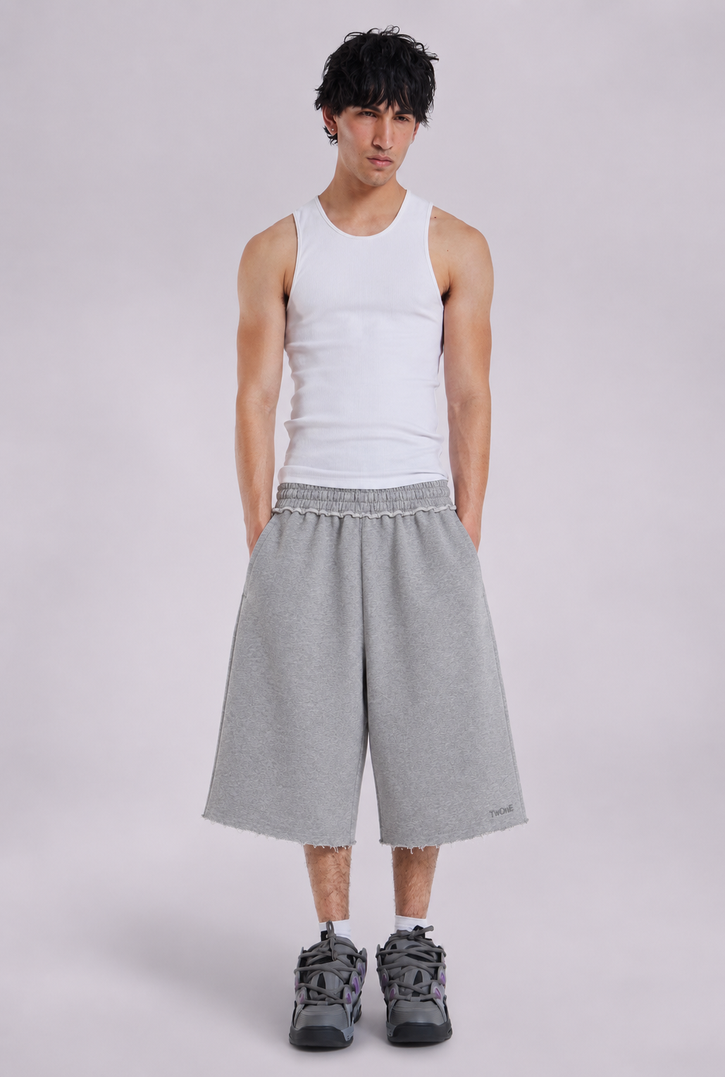 Grey Melange 3/4 Shorts