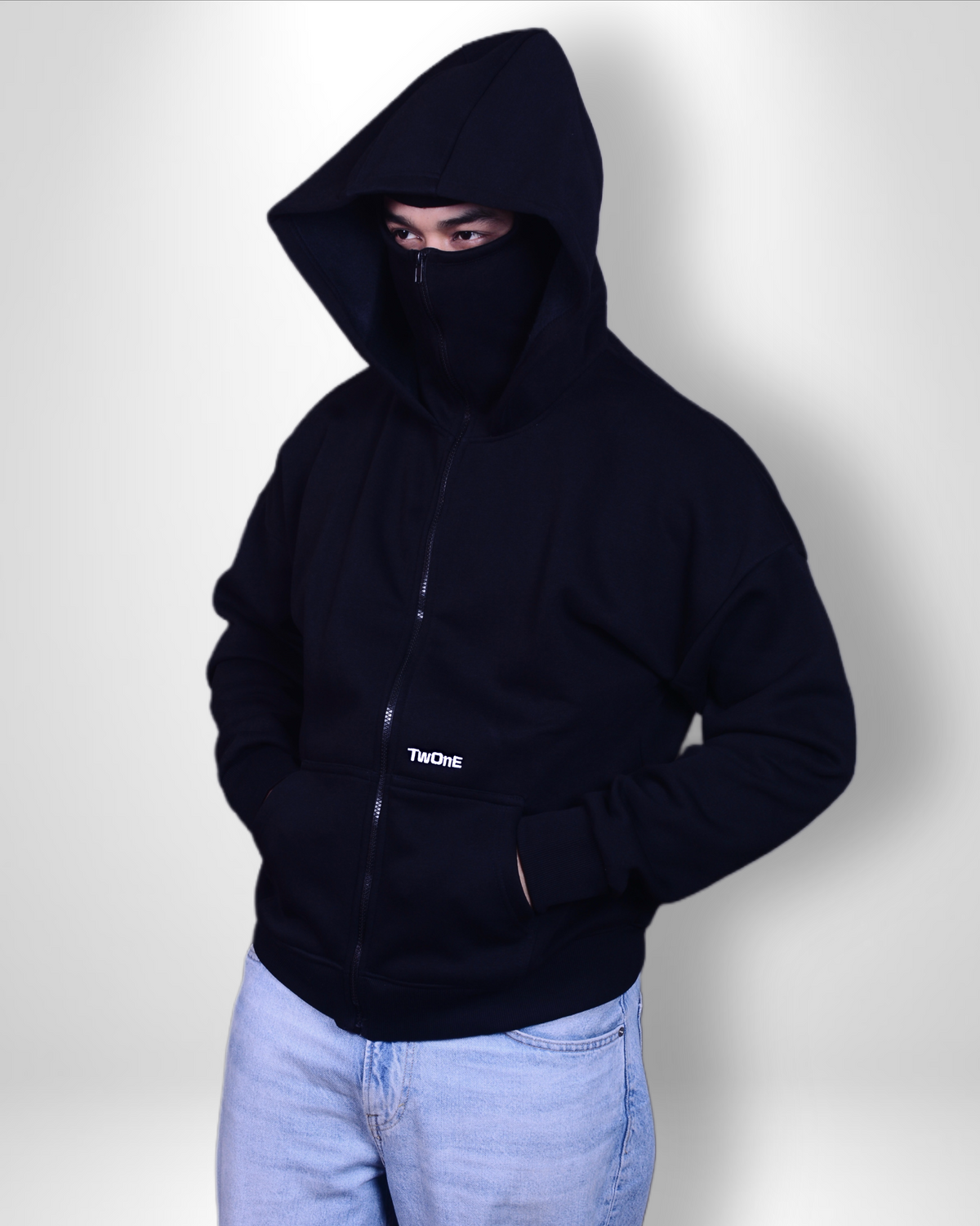 BALACLAVA MASK ZIPPER HOODIE (Black)