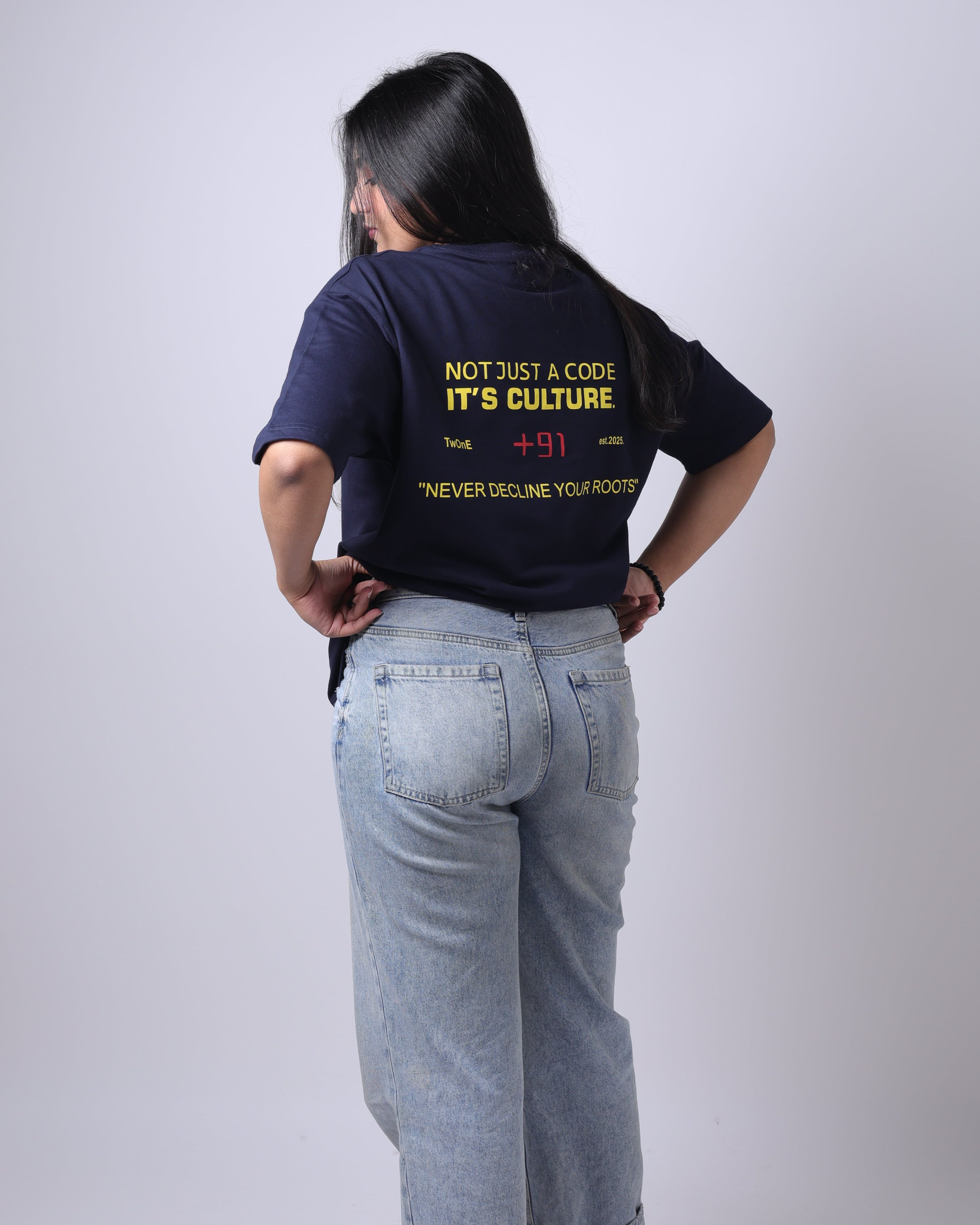 +91 Drop Shoulder Tee (navy)