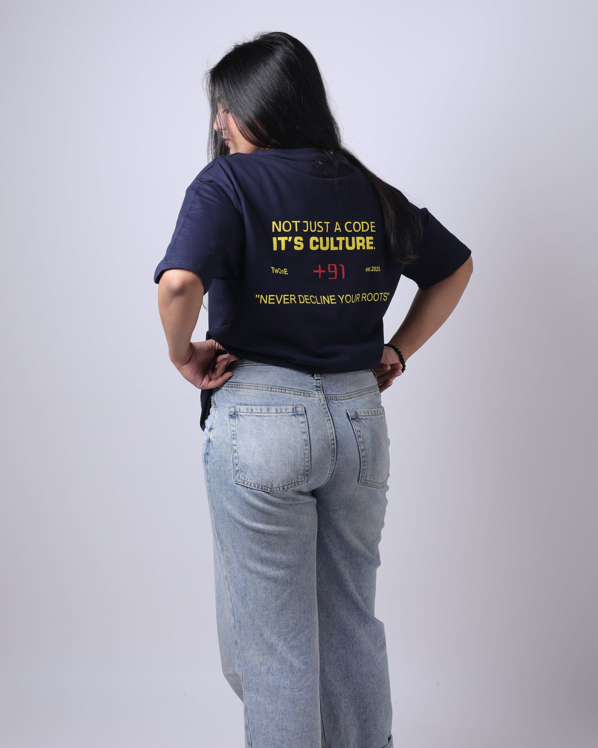 +91 Drop Shoulder Tee (navy)