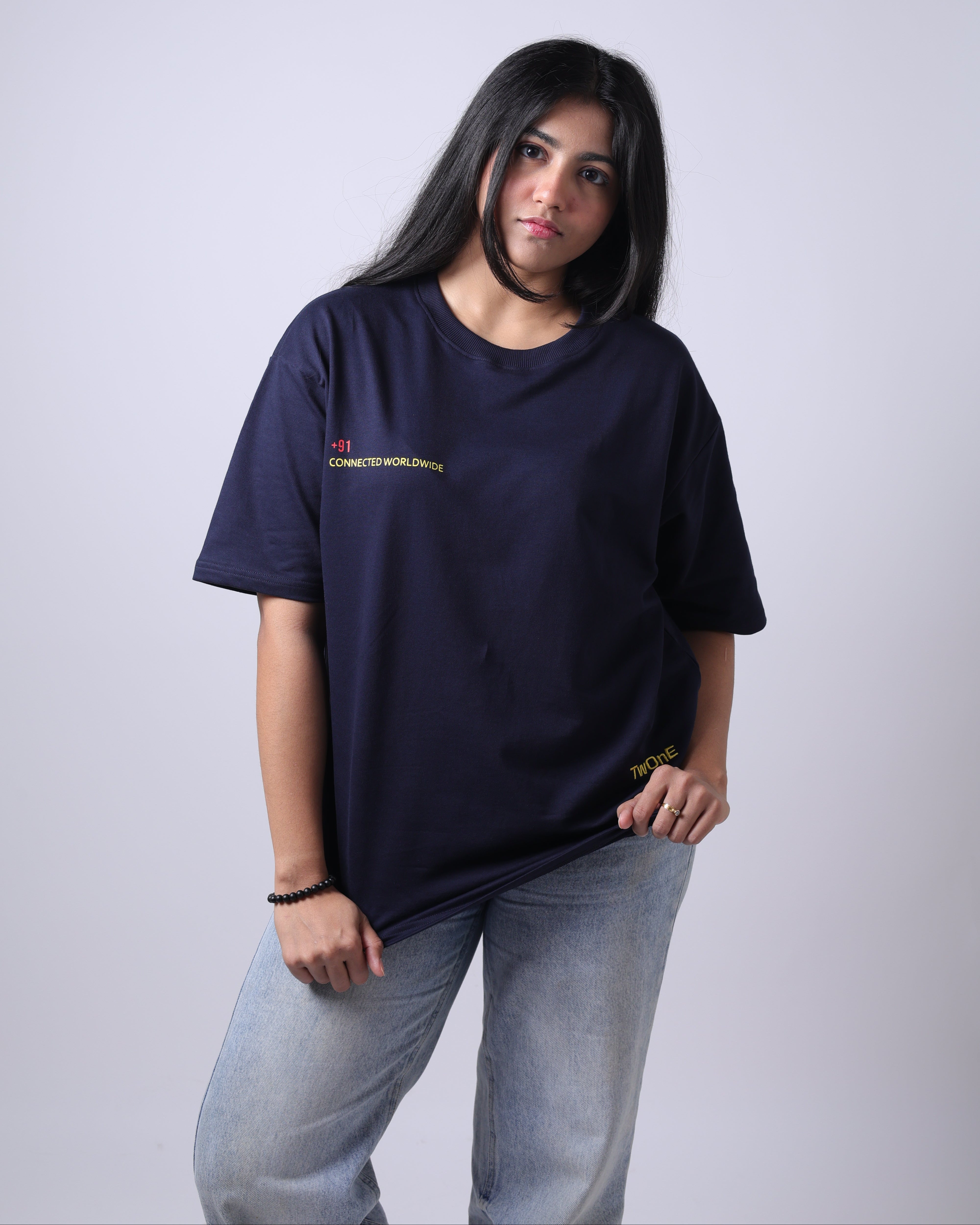 +91 Drop Shoulder Tee (navy)
