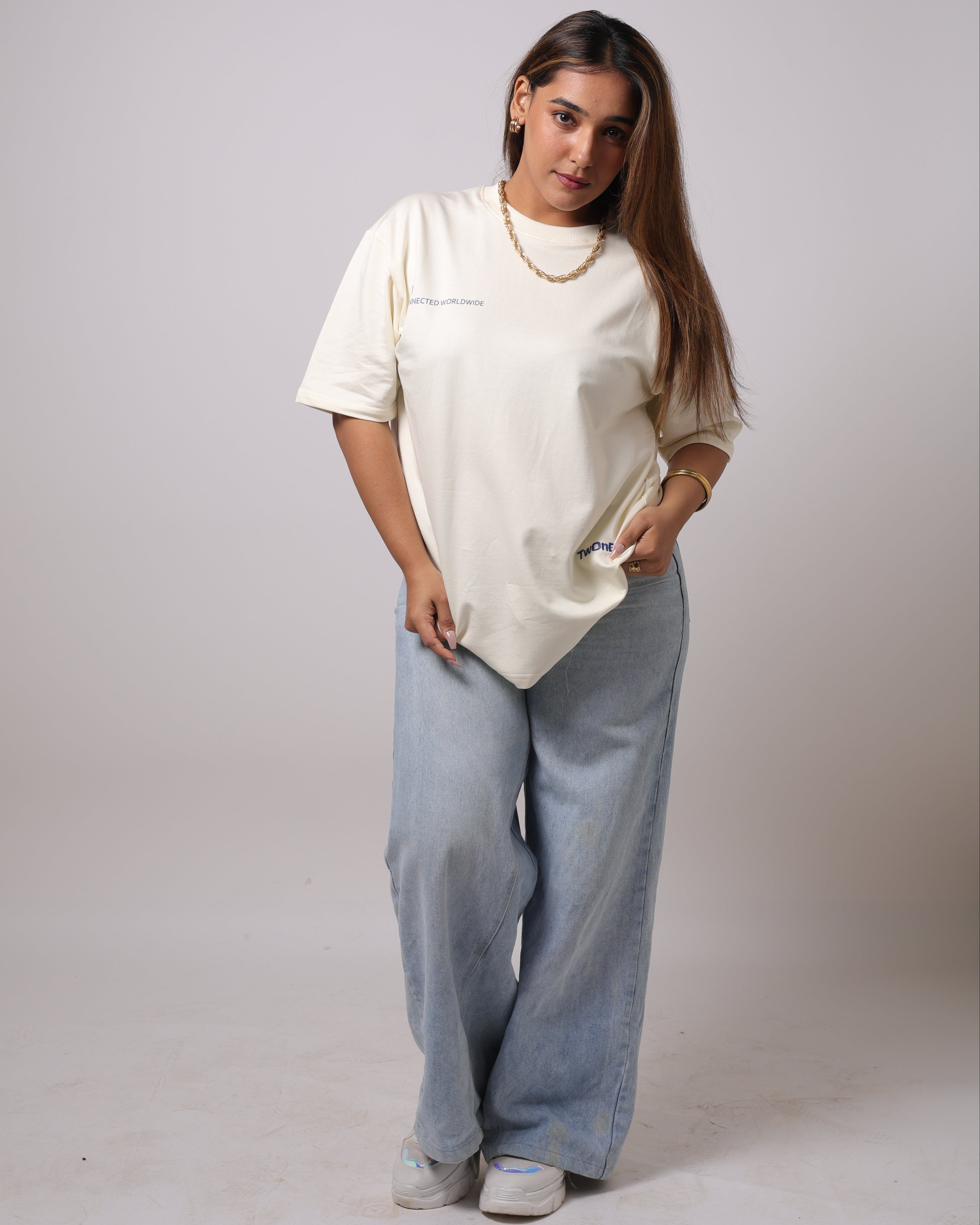 +91  Drop Shoulder Tee (Off white)