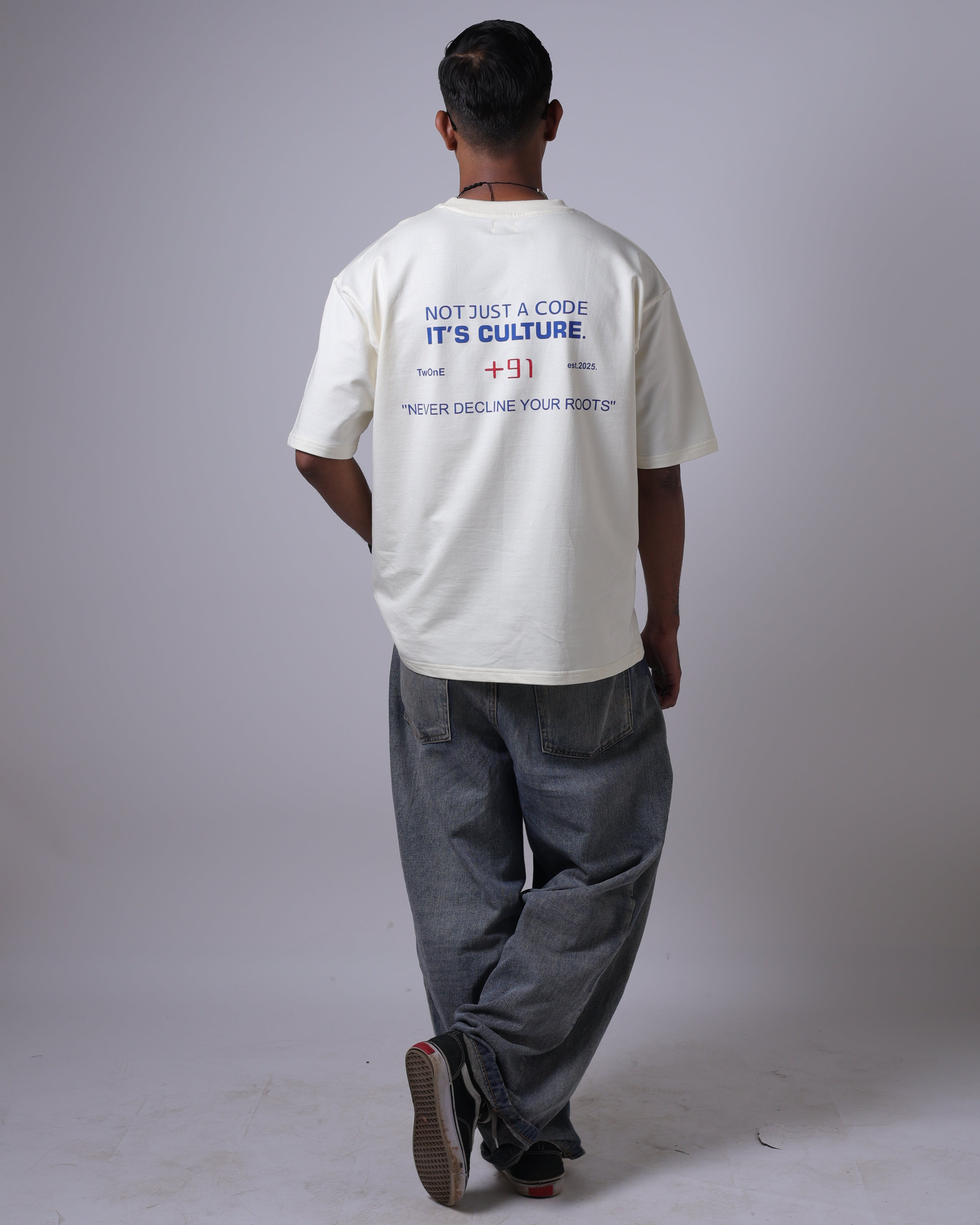 +91  Drop Shoulder Tee (Off white)