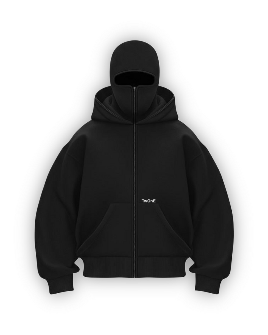 BALACLAVA MASK ZIPPER  HOODIE (Black)