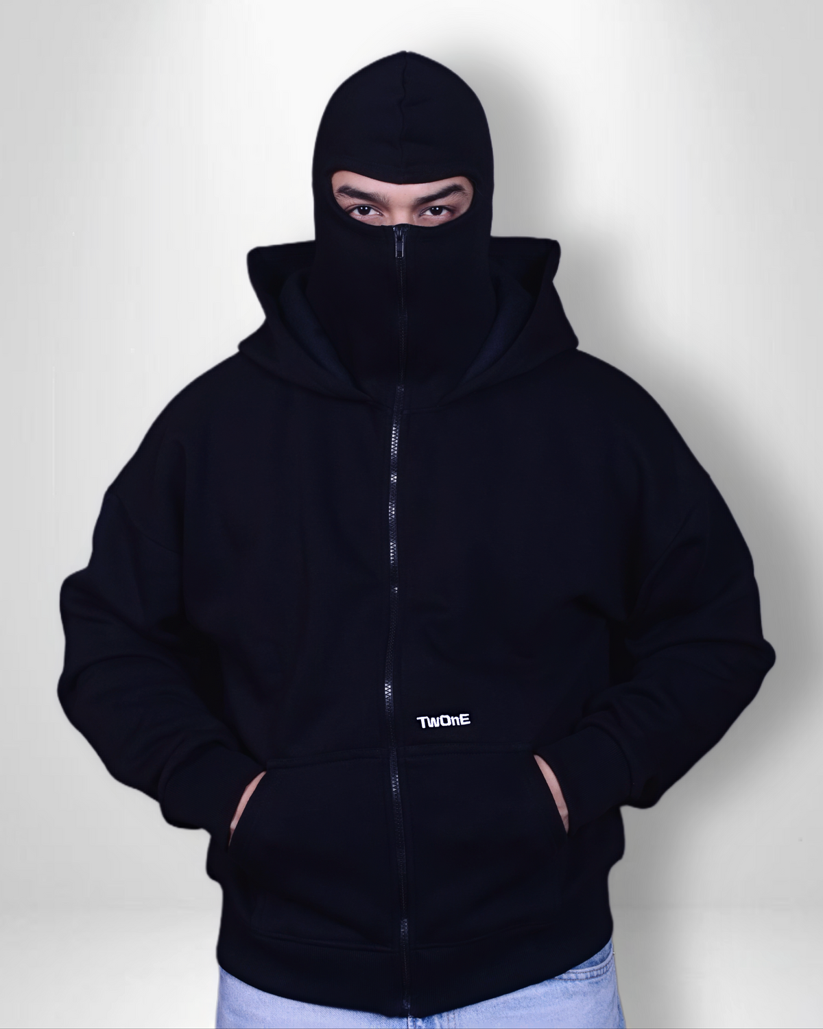 BALACLAVA MASK ZIPPER  HOODIE (Black)