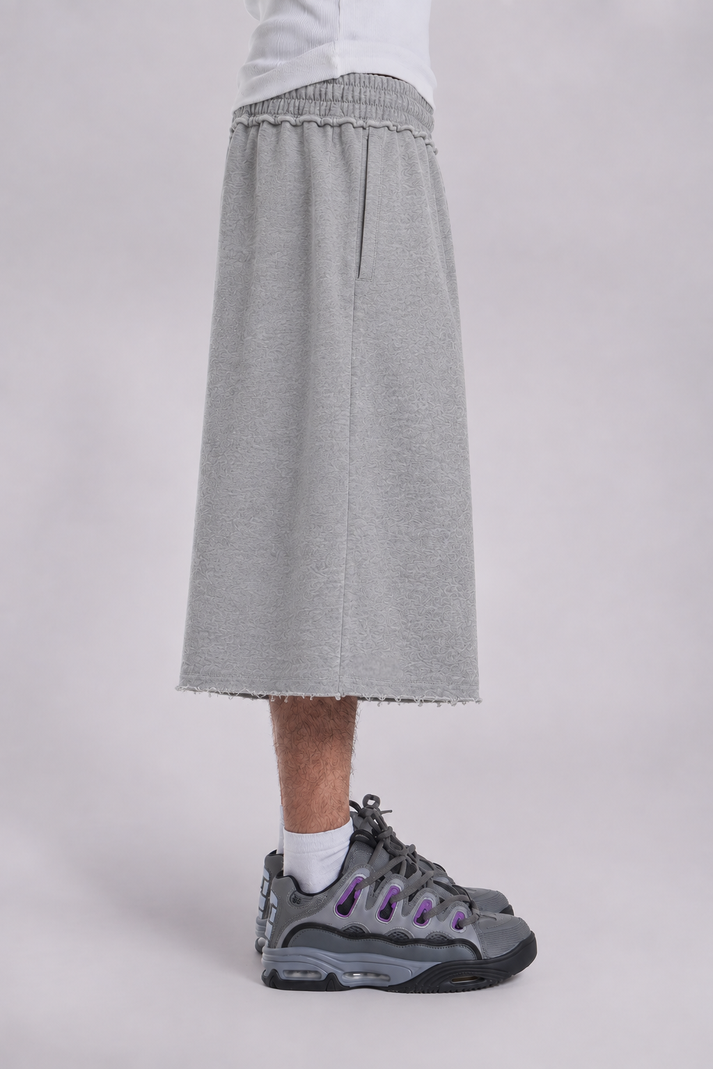 Grey Melange 3/4 Shorts
